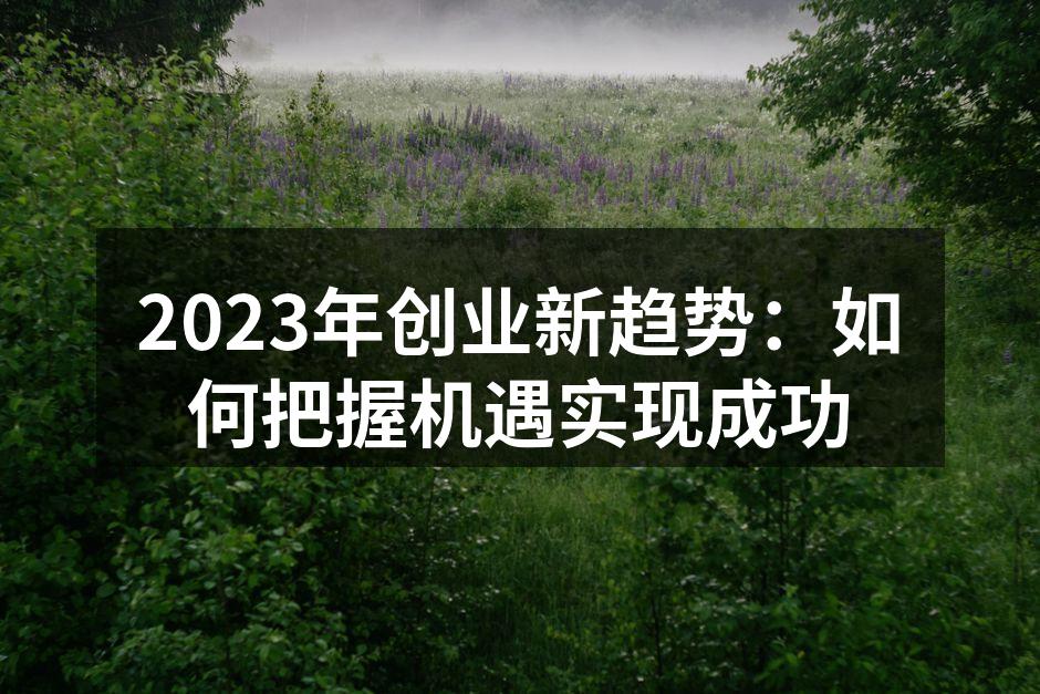 2023年创业新趋势：如何把握机遇实现成功
